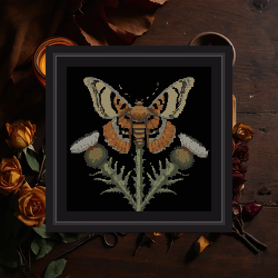 Moth And Thistle cross stitch pattern