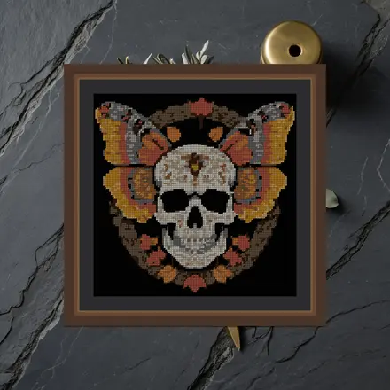 Moth Skull Hybrid cross stitch pattern