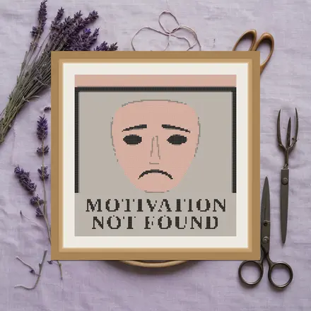 Motivation Not Found cross stitch pattern