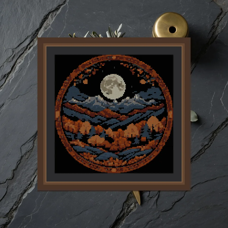 Mountain And Moon cross stitch pattern