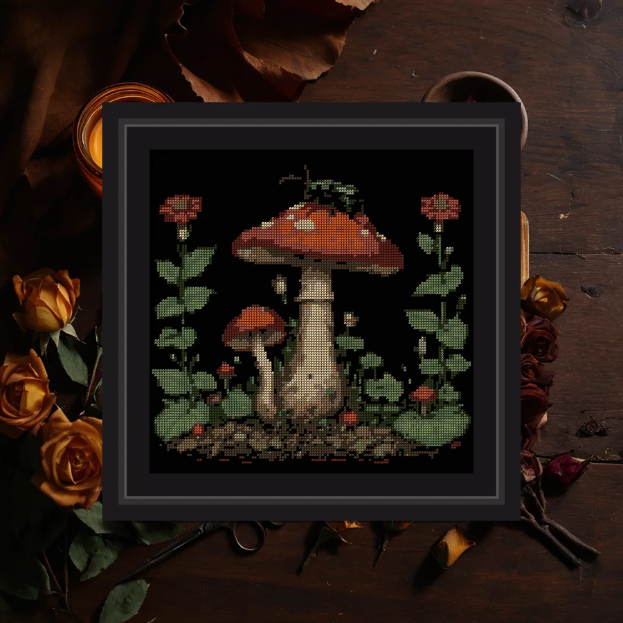 Mushroom And Beetle cross stitch pattern