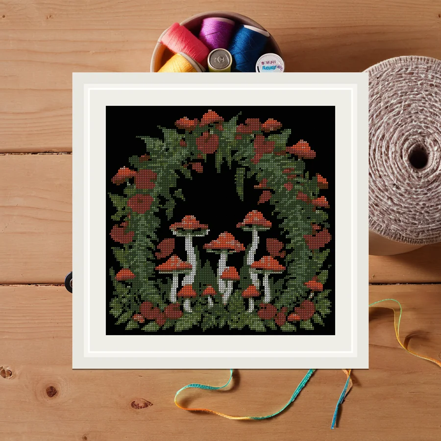 Mushroom And Fern Arch cross stitch pattern