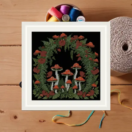 Mushroom And Fern Arch cross stitch pattern