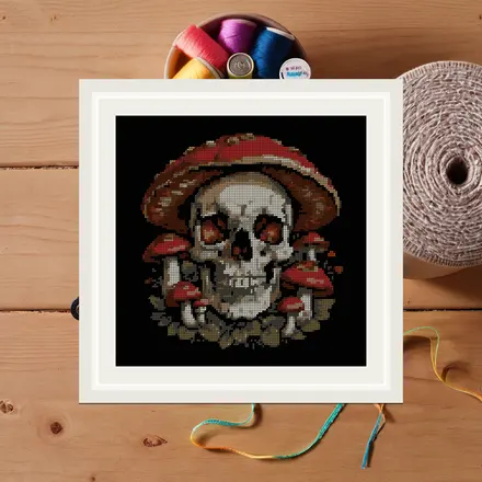 Mushroom And Skull cross stitch pattern
