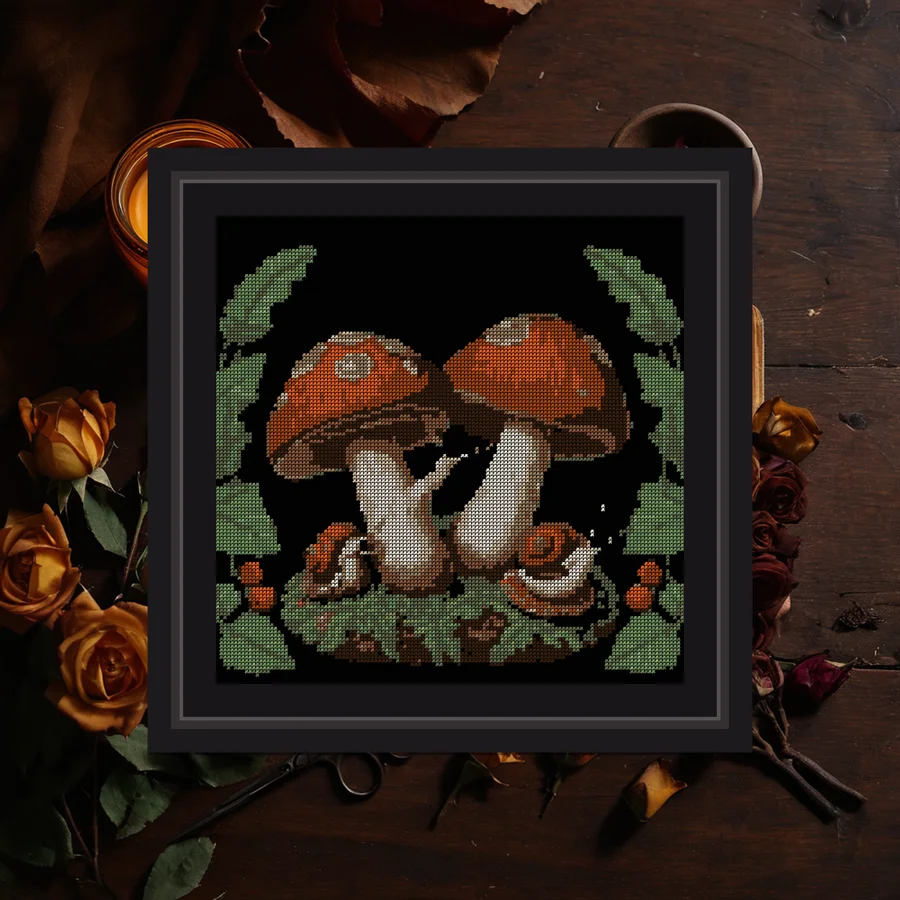 Mushroom And Snail Pair cross stitch pattern