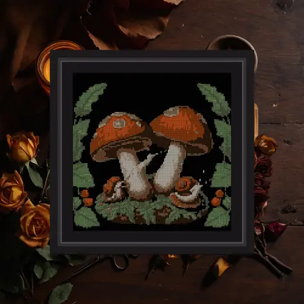 Mushroom And Snail Pair cross stitch pattern