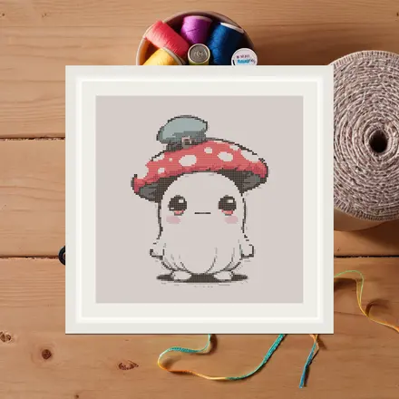 Mushroom Ghost cross stitch pattern