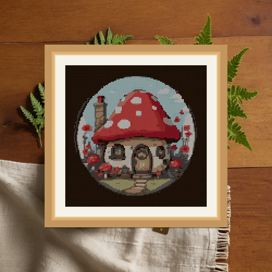 Mushroom House cross stitch pattern