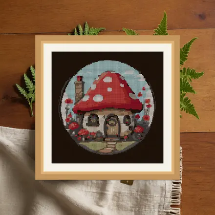 Mushroom House cross stitch pattern