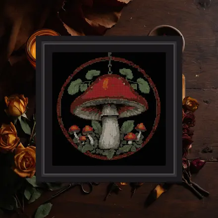 Mushroom Lantern cross stitch pattern