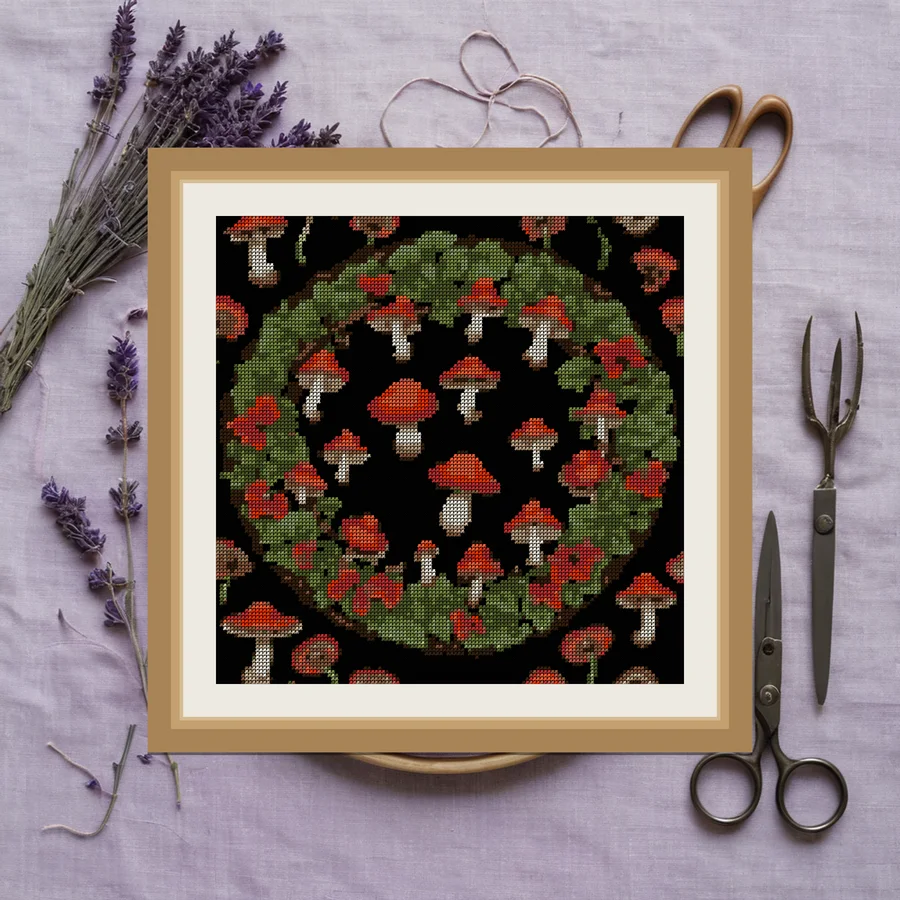 Mushroom Ring cross stitch pattern