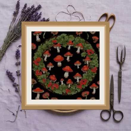 Mushroom Ring cross stitch pattern