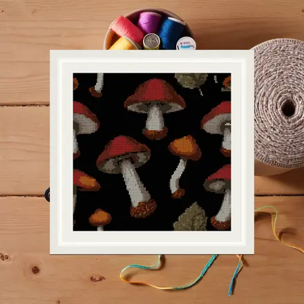 Mushroom Study Plate cross stitch pattern