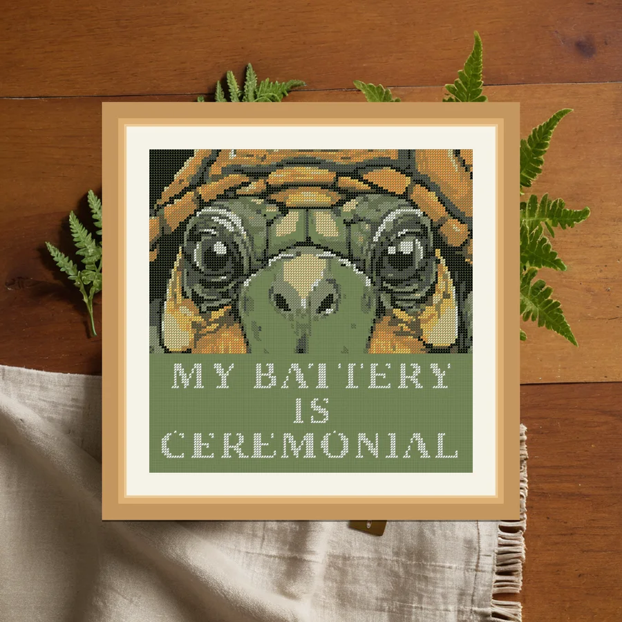 My Battery Is Ceremonial cross stitch pattern