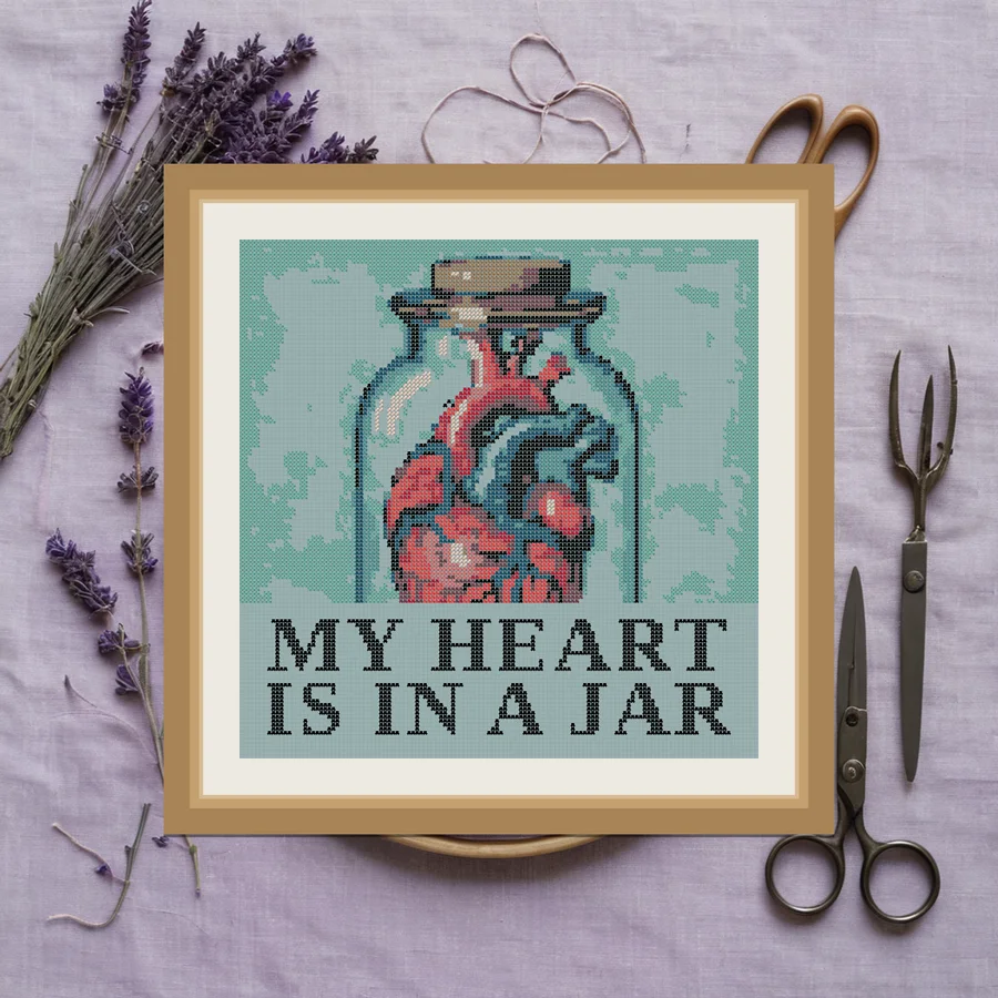 My Heart Is In A Jar cross stitch pattern