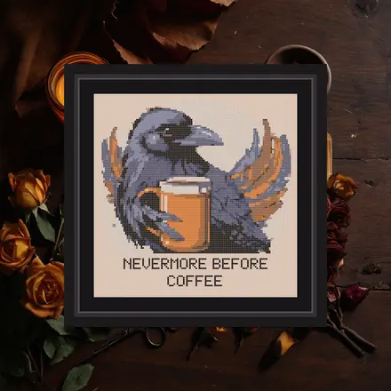 Nevermore Coffee cross stitch pattern
