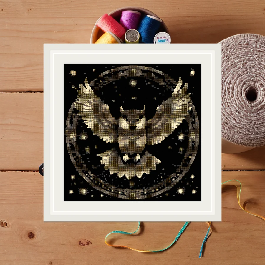 Night Owl And Stars cross stitch pattern
