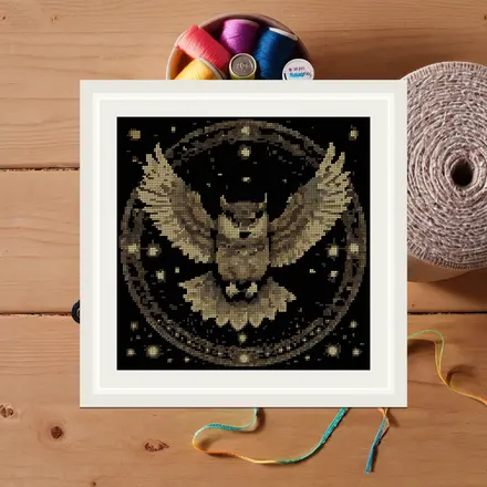 Night Owl And Stars cross stitch pattern