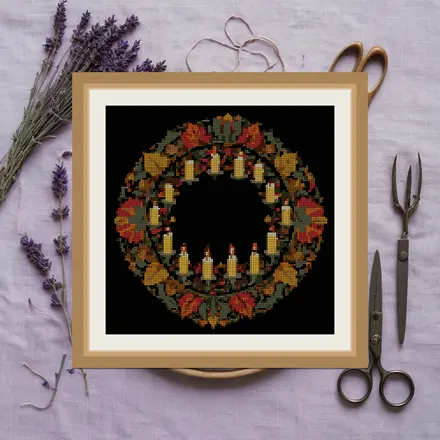 Candle Wreath cross stitch pattern
