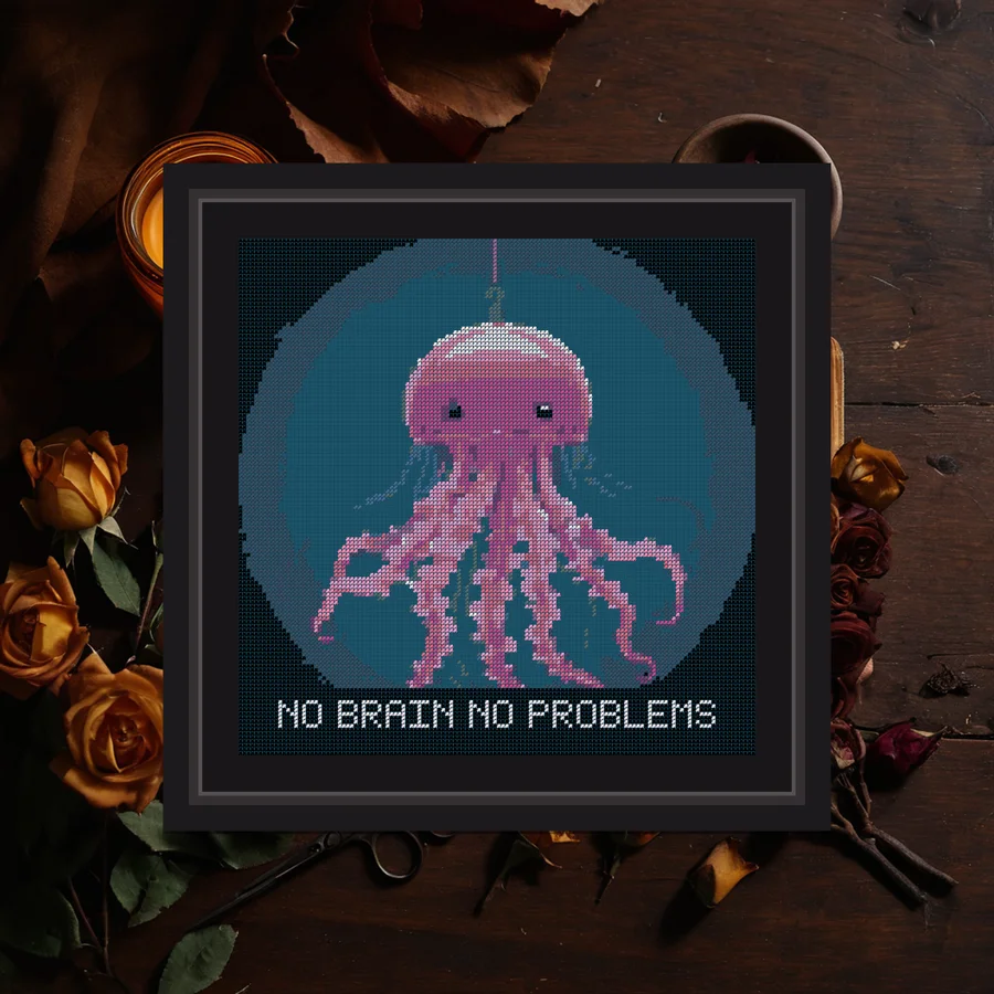 No Brain No Problems cross stitch pattern
