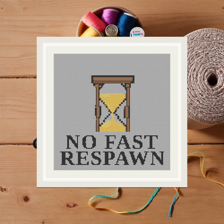 No Fast Respawn cross stitch pattern