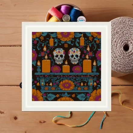 Ofrenda Table cross stitch pattern