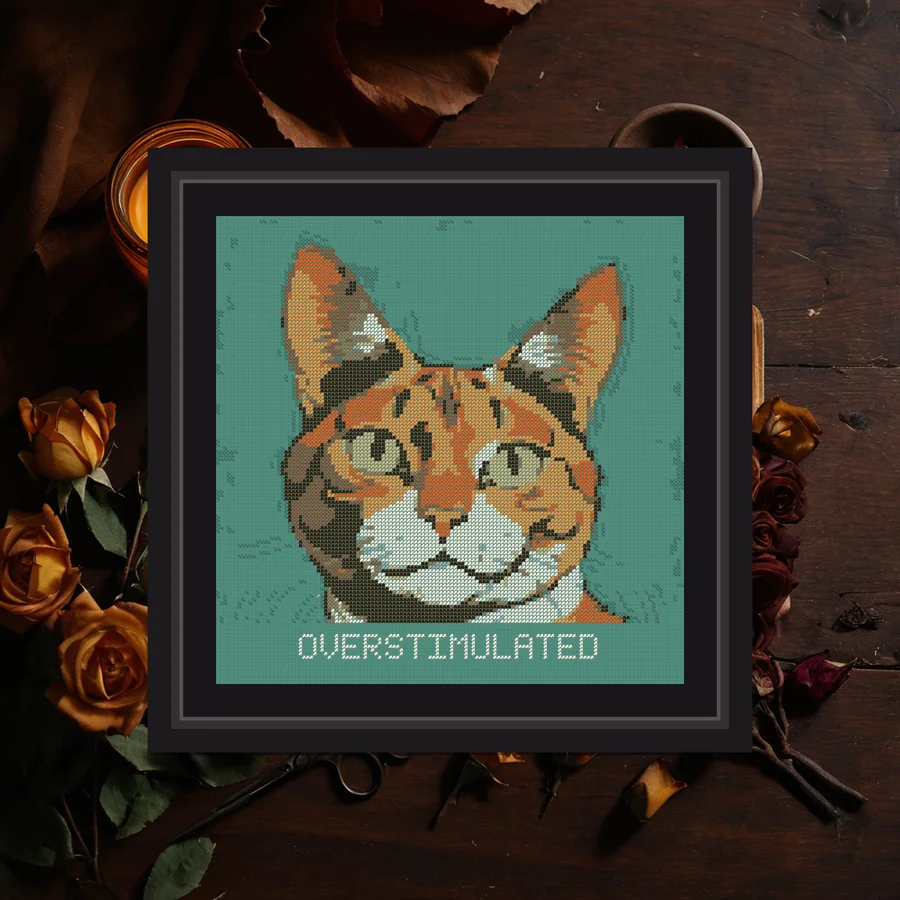 Overstimulated cross stitch pattern