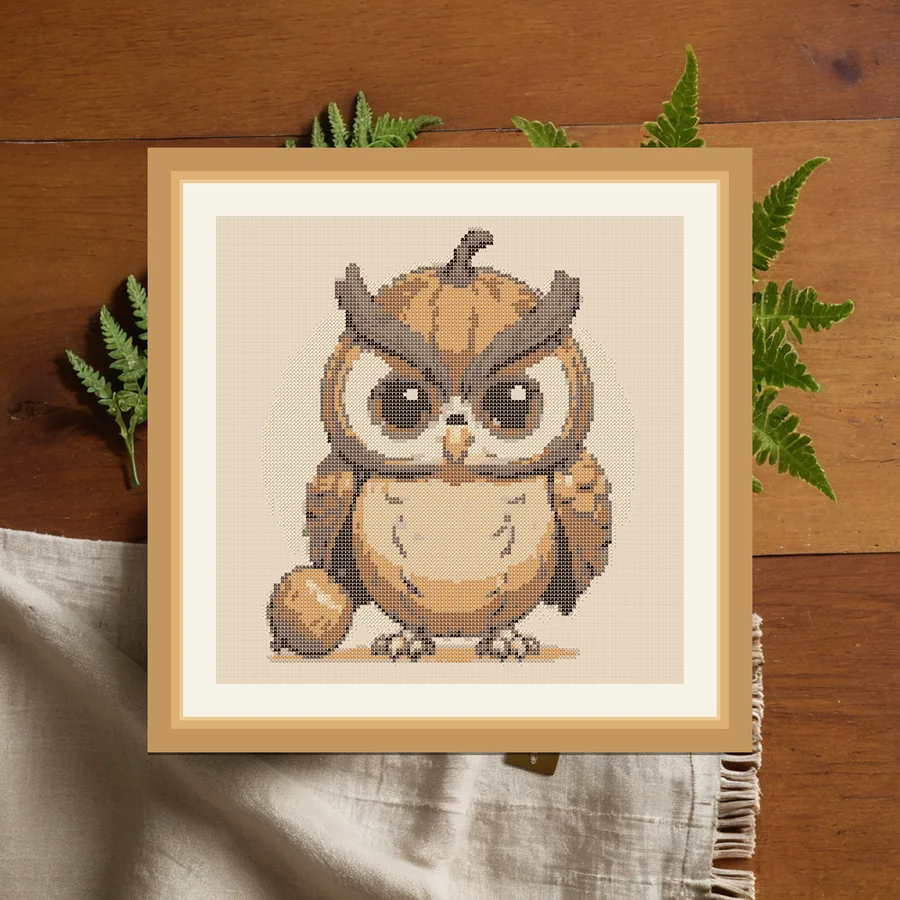 Owl And Acorn cross stitch pattern