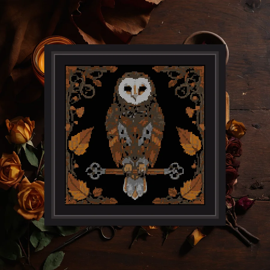 Owl And Keys cross stitch pattern