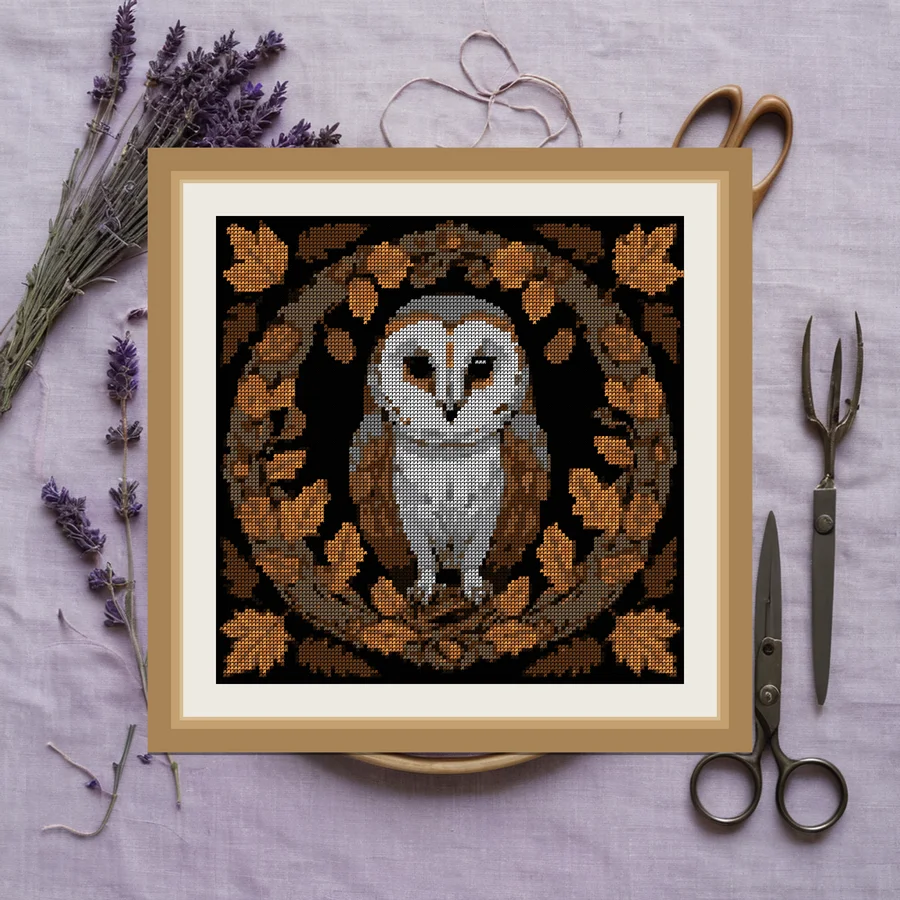 Owl And Oak cross stitch pattern