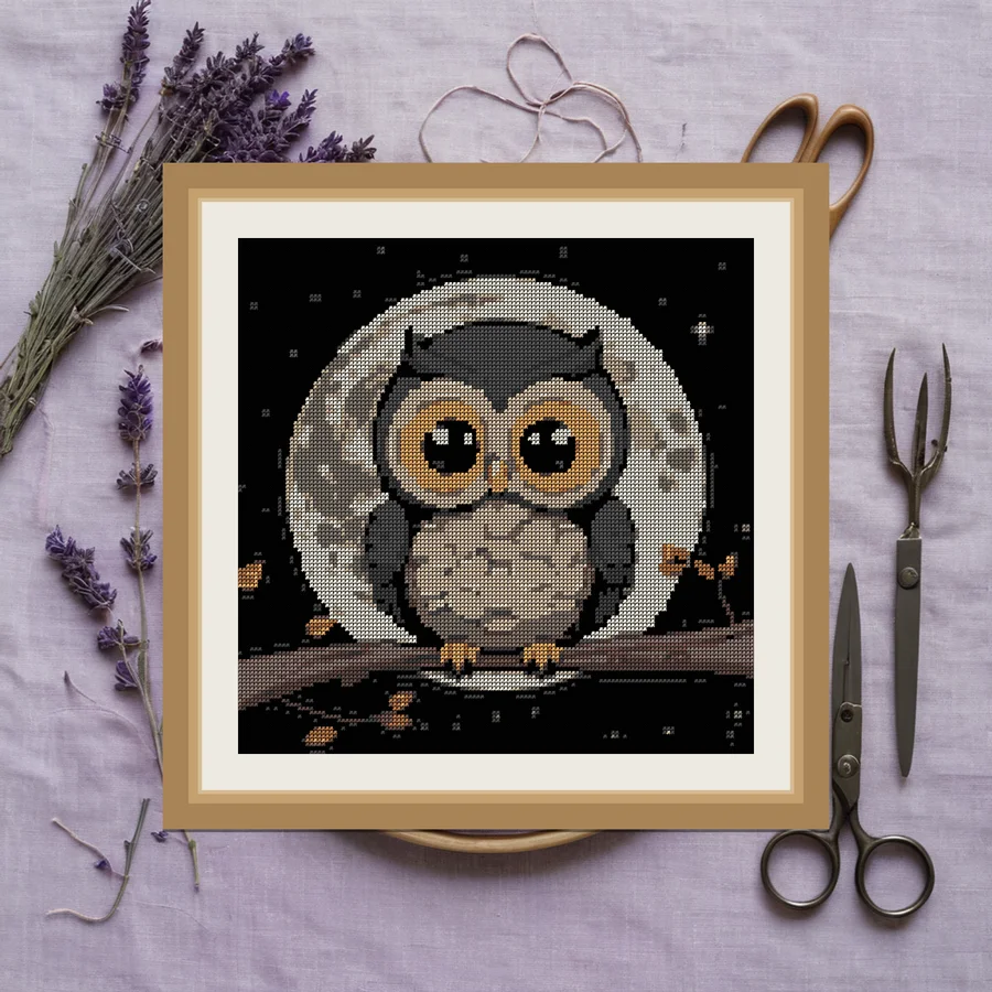 Owl Moon cross stitch pattern