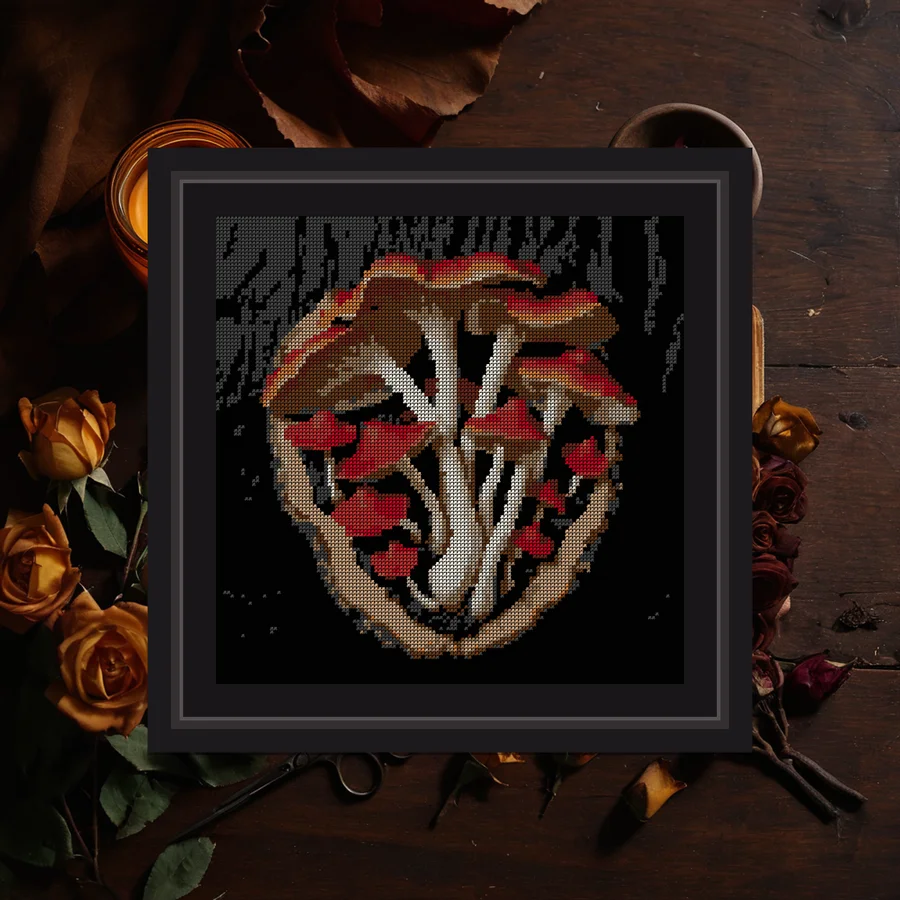 Oyster Mushrooms cross stitch pattern