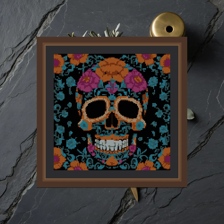 Papel Picado Skull cross stitch pattern