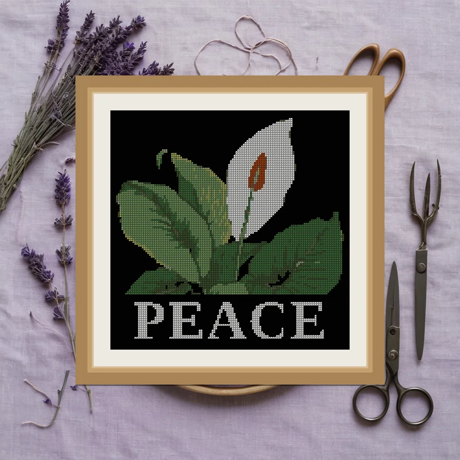 Peace cross stitch pattern
