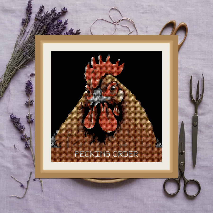 Pecking Order cross stitch pattern