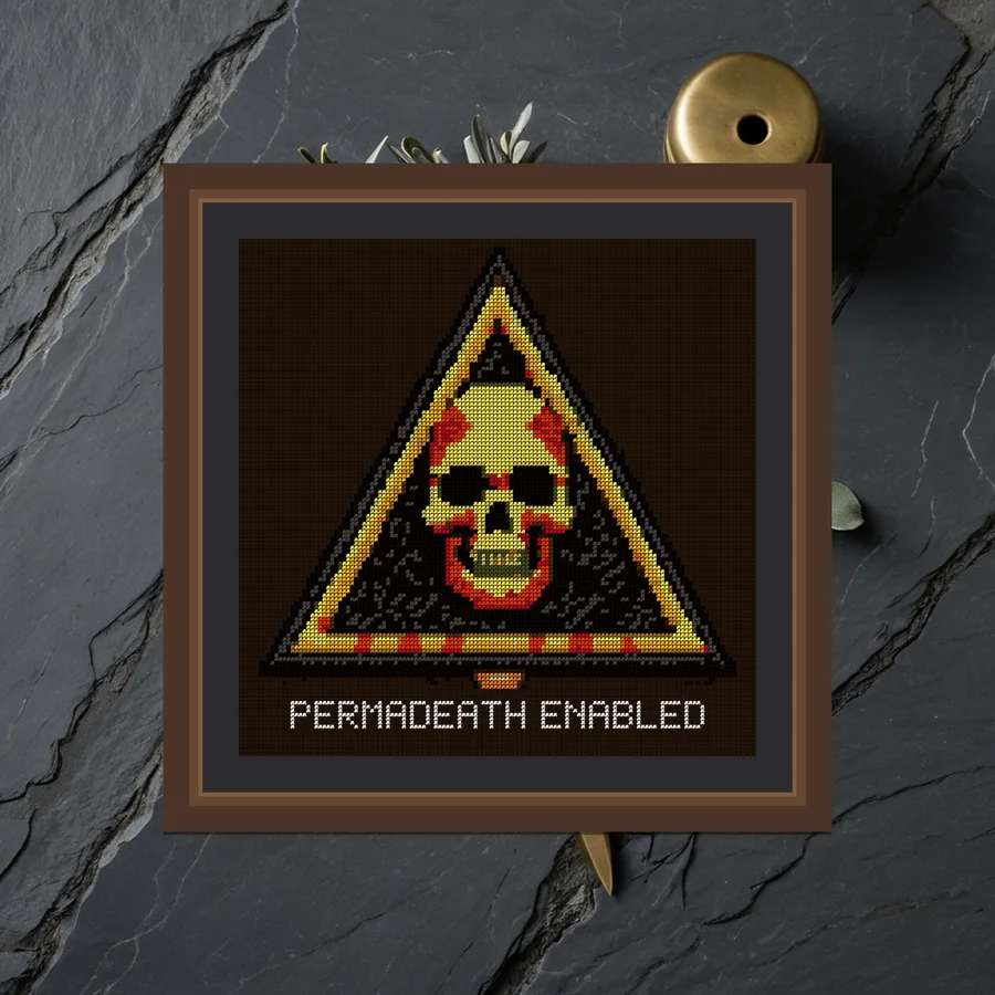 Permadeath Enabled cross stitch pattern