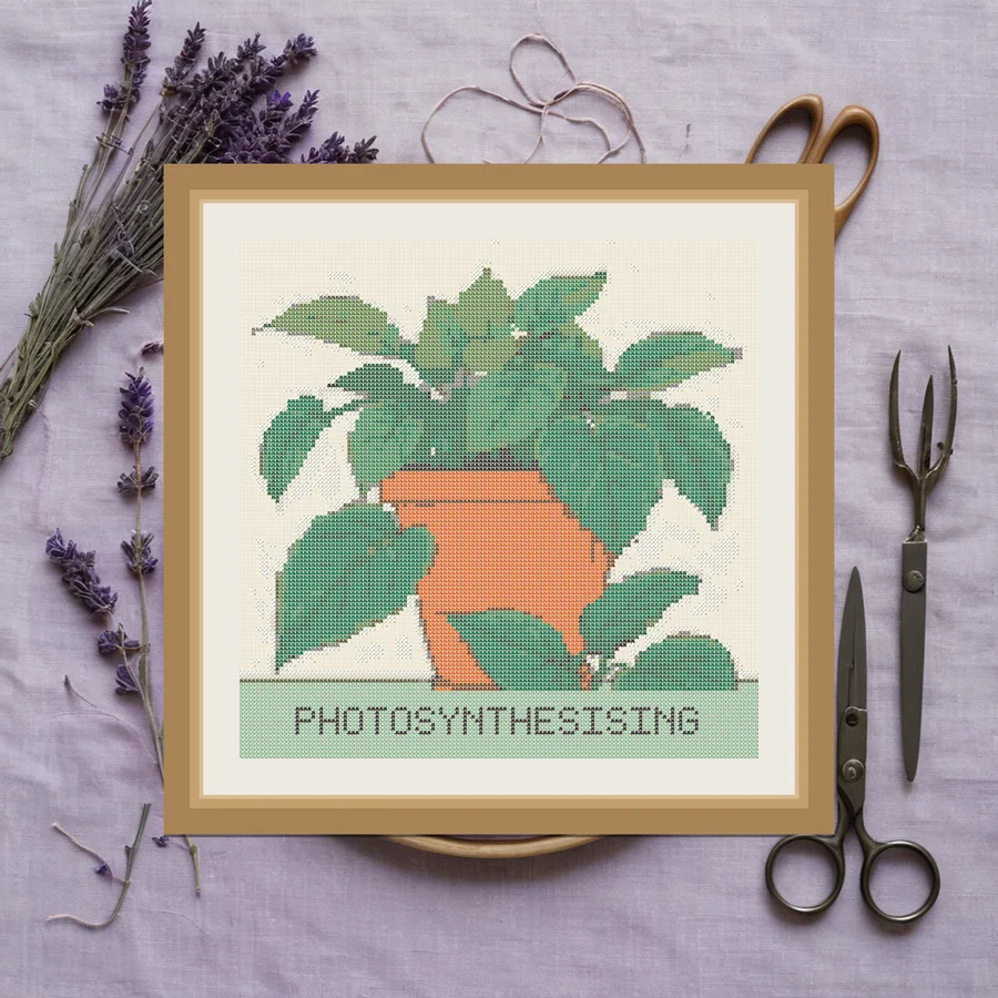 Photosynthesising cross stitch pattern