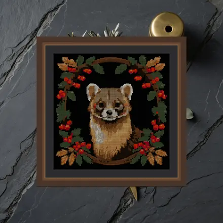 Pine Marten And Rowan cross stitch pattern