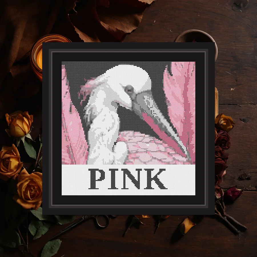 Pink cross stitch pattern