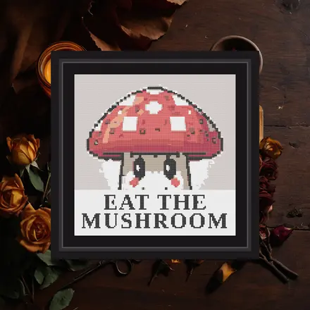 Eat The Mushroom cross stitch pattern