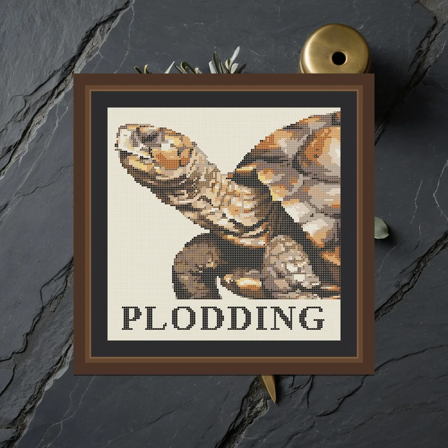 Plodding cross stitch pattern