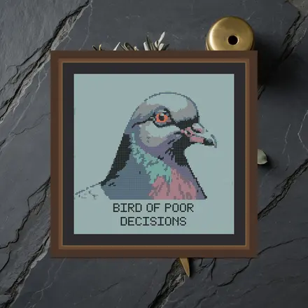 Bird Of Poor Decisions cross stitch pattern