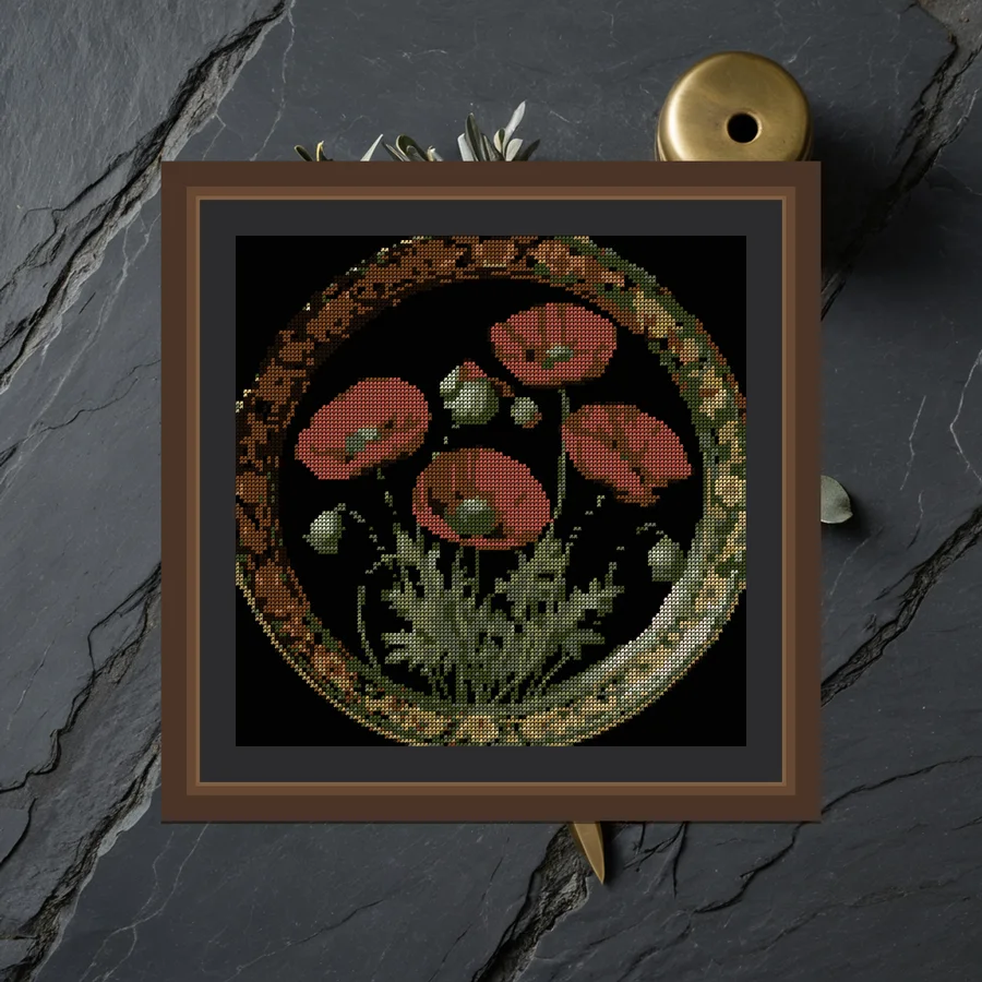 Poppy Seedhead cross stitch pattern