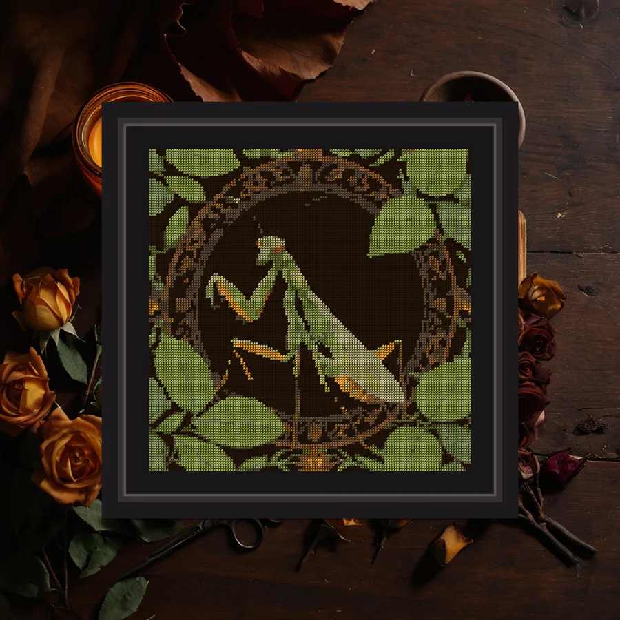 Praying Mantis cross stitch pattern