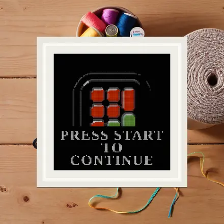 Press Start To Continue cross stitch pattern