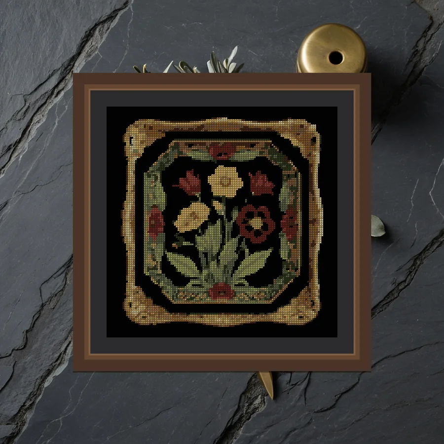 Pressed Flower Frame cross stitch pattern
