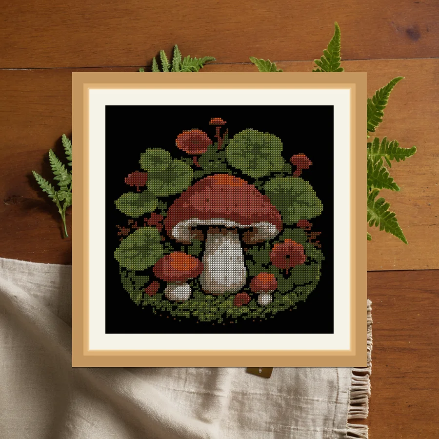 Puffball And Moss cross stitch pattern