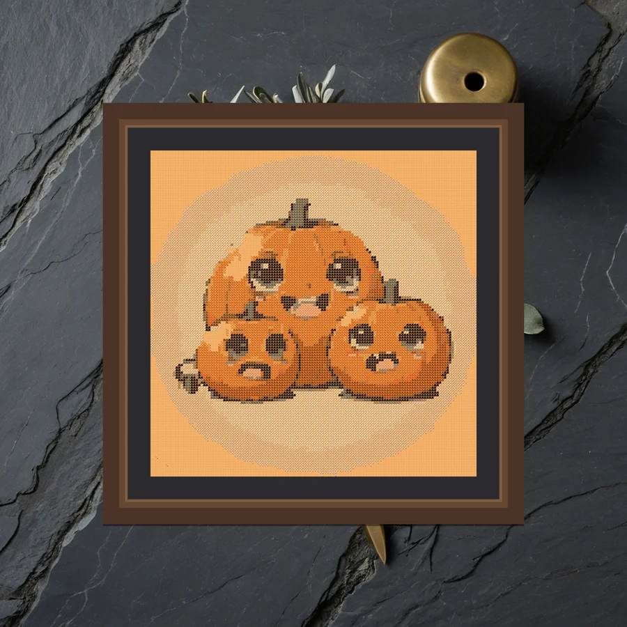 Pumpkin Trio cross stitch pattern
