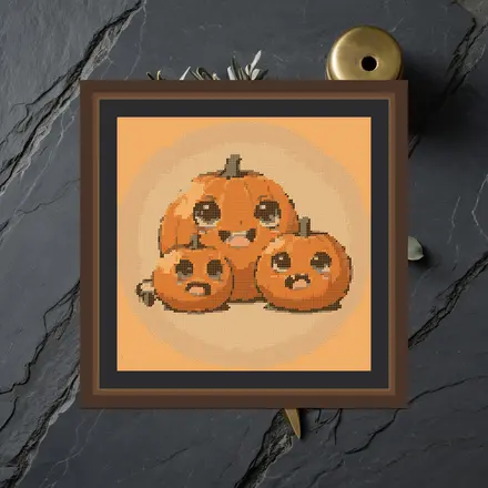 Pumpkin Trio cross stitch pattern