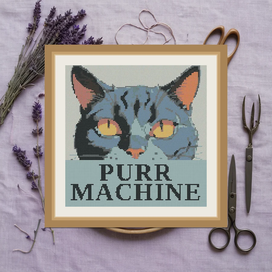 Purr Machine cross stitch pattern